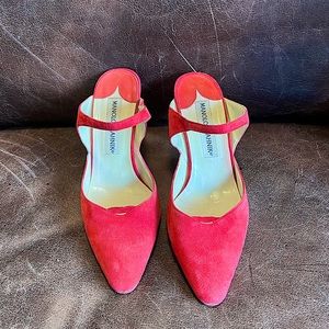 Manolo Blahnik red suede vintage heels